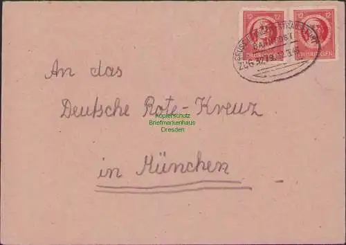 B21547 Brief SBZ Thüringen Bahnpost Grossheringen - Straussfurt 1946