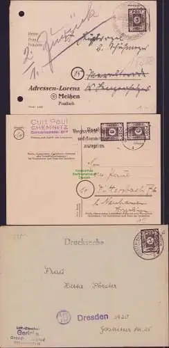 B21555 Brief Postkarte Drucksache SBZ 51 tx EF MeF Meissen Dresden Chemnitz