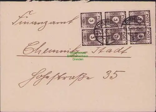 B21558 Brief SBZ 6x 51 tx MeF Ostsachsen an Finanzamt Chemnitz 1946