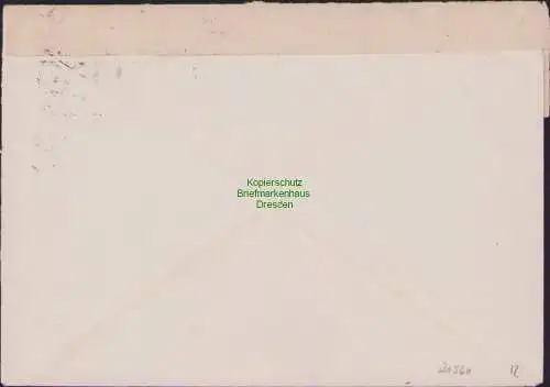 B21560 Brief SBZ 8x 51 tx MeF Ostsachsen Dresden 1946 Luth. Pfarramt Schellerhau