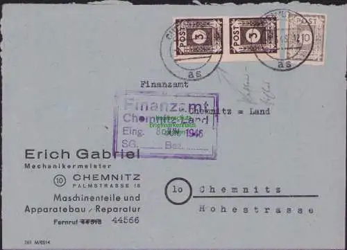 B21561 Brief SBZ Ostsachsen 51 tx Type I u II 52 Bedarfsbrief Finanzamt Chemnitz