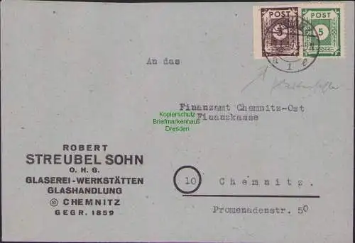 B21562 Brief SBZ Ostsachsen 51 tx Type II 57 Bedarfsbrief Finanzamt Chemnitz