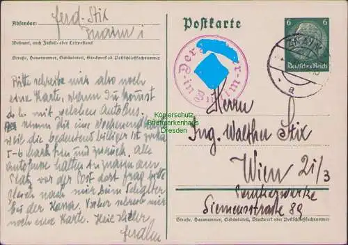 B21574 Postkarte Znaim 1938 roter Sonderstempel
