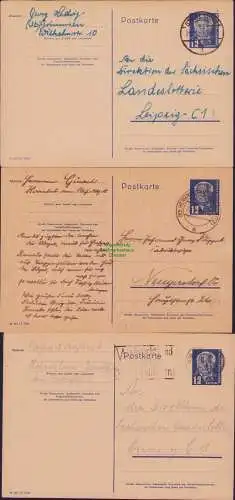 B21595 DDR Ganzsache Pieck 3x P 48 01 gebraucht 2x Preisauschreiben