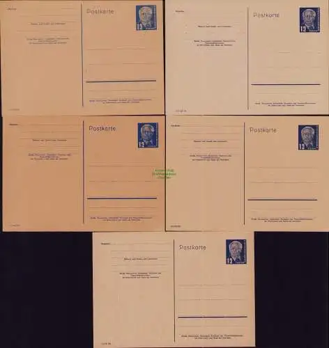 B21597 DDR Ganzsache Pieck P 50 01 02 ungebraucht verschiedene Farbtöne