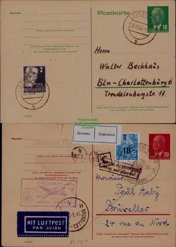 B21606 DDR Ganzsache Pieck P 53 54 gebraucht Leipziger Messe Luftpost 1955 Mocka