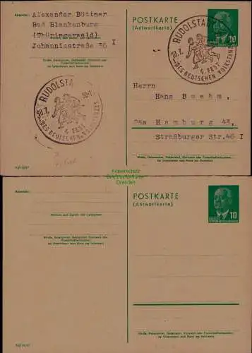 B21612 DDR Ganzsache Pieck 2x P 59 A Rudolstadt 4. Fest des Volkstanzes