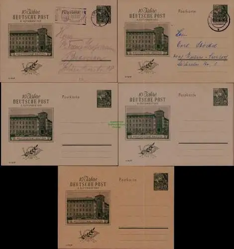 B21631 DDR Ganzsache 5x P 66 10 Jahre Deutsche Post Fünfjahrplan