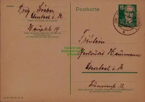 B21647 DDR Ganzsache P 40 01 Bebel gebraucht Ebersbach