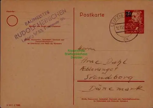 B21653 DDR Ganzsache P 42 02 Leipzig nach Dänemark