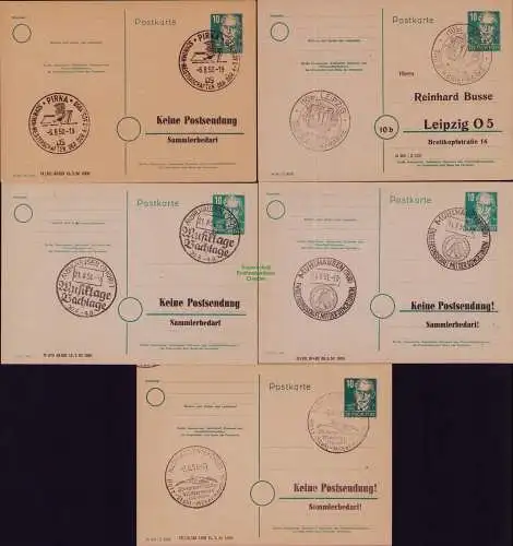 B21758 DDR 5x Ganzsache mit privatem Zudruck Reinard Busse Leipzig Keine Post