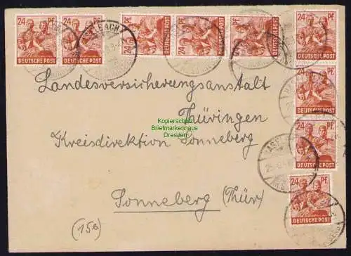 B19365 Brief SBZ Währungsreform 1948 Zehnfach Hasselbach Kr Sonneberg 10x 24 Pfg