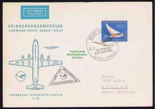 B19322 Brief DDR Lufthansa Erstflug Berlin Moskau 1960