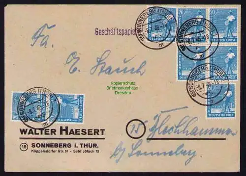 B19348 Brief SBZ Währungsreform 1948 Zehnfach Sonneberg Thür. Geschäftspapiere