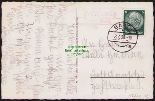 B19302 AK Ostseebad Prerow 1938 mit Landpoststempel Bresewitz über Barth