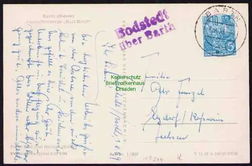 B19304 AK Barth Ostsee Jugendherberge Karl Krull Landpoststempel Bodstedt Barth