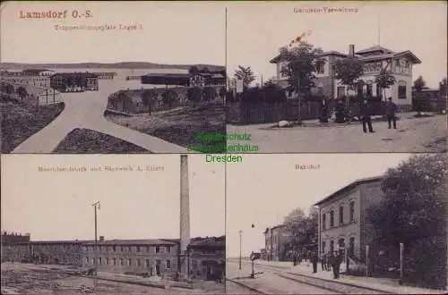 162804 AK Lamsdorf 0S. 1915 Truppenübungsplatz Lager Garnison-Verwaltung Bahnhof