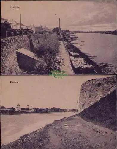 162897 2 AK Pskow Pleskau Feldpost  1918 1919 Welikaja Peipussee