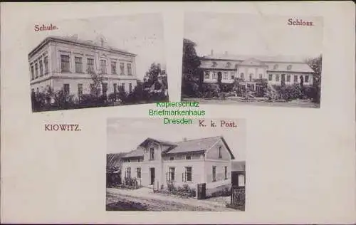162883 AK Kiowitz über Troppau um 1910 Schule K. k. Post Schloss