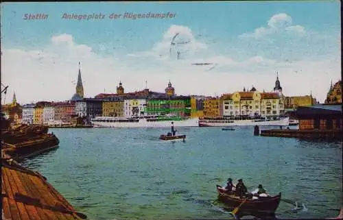 162856 AK Stettin 1912 Anlegeplatz der Rügendampfer