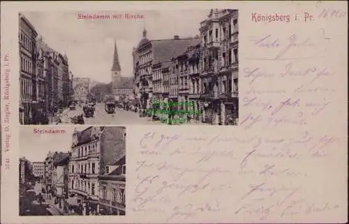 162938 AK Königsberg i. Pr. 1916 Steindamm mit Kirche Feldpost