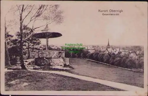 162825 AK Kurort Obernigk Kr. Trebnitz Gesamtansicht 1916 verwendet 1926 Perfin