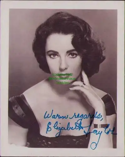 162868 Autogrammkarte Elizabeth Taylor mit Autogramm Warm regards um 1965 1970