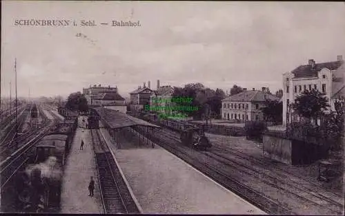 162885 AK Schönbrunn Schlesien i. Schl. Bahnhof um 1910