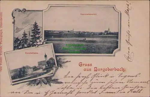 163000 AK Burgoberbach 1900 Hauptstraße Kirche Panorama