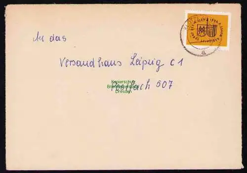 B19481 Brief DDR mit mit Leerfeld aus Zdr. Portobetrug Klötze 1964