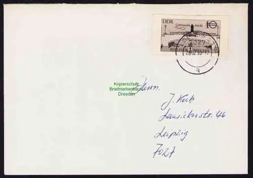 B19484 Brief DDR mit Schwarzdruck aus Jahrbuch ohne Frankaturwert Portobetrug