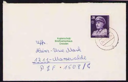 B19391 Brief DDR mit Spendenmarke ASV Fuhrmann Usedom 1970 Portobetrug