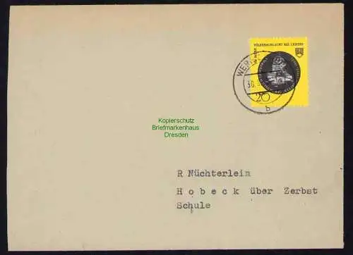 B19425 Brief DDR mit Spendenmarke FDJ Portobetrug Wernigerode 1963
