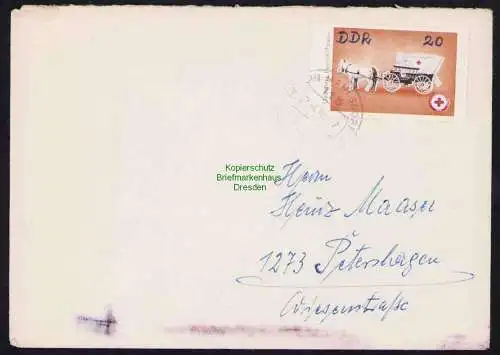 B19461 Brief DDR mit Spendenmarke DRK Portobetrug Berlin Mahlsdorf 1978