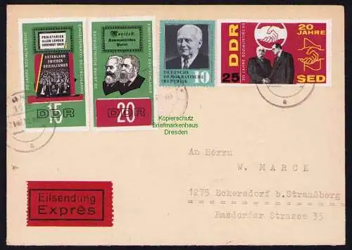 B19475 Brief DDR Portobetrug durch zusammensetzen verschiedener Markenteile