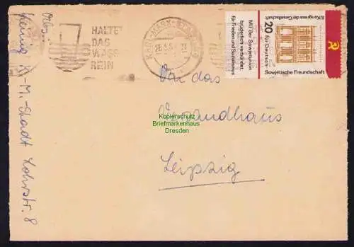 B19432 Brief DDR mit Spendenmarke DSF Portobetrug Karl-Marx-Stadt 1968