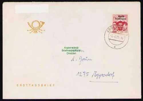 B19421 Brief DDR mit Spendenmarke FDGB Solidarität Portobetrug Eggersdorf 1970