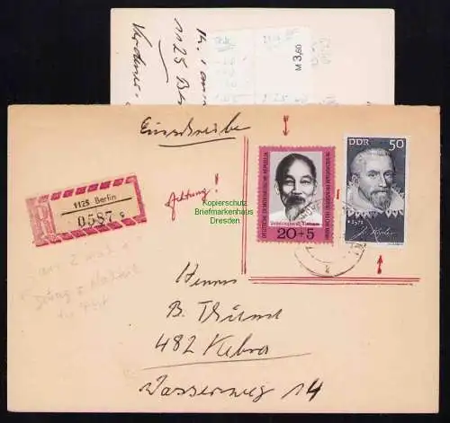 B19471 Brief DDR Portobetrug 2x aus 2 Teilen zusammengesetzte Marken um 1971