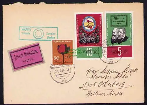 B19474 Brief DDR Portobetrug durch zusammensetzen verschiedener Markenteile