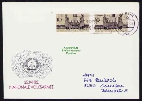 B19485 Brief DDR mit 2x Marke aus Schwarzdruck ohne Frankaturwert Portobetrug