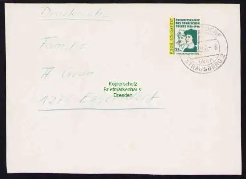 B19418 Brief DDR mit Spendenmarke FDGB Solidarität Portobetrug 1966 Drucksache