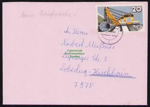 B19460 Brief DDR mit Spendenmarke DSF Portobetrug Finsterwalde 1988