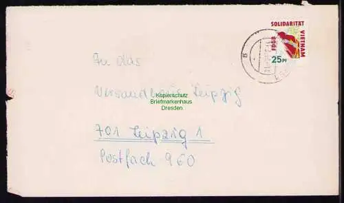 B19422 Brief DDR mit Spendenmarke FDGB Solidarität Vietnam Portobetrug Merseburg
