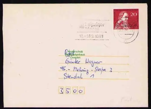 B19472 Brief DDR ungültige Marke Portobetrug Berlin BPA 1989