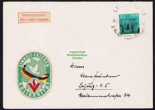 B19477 Brief DDR linke Hälfte von 953 Portobetrug Spielerei 1963