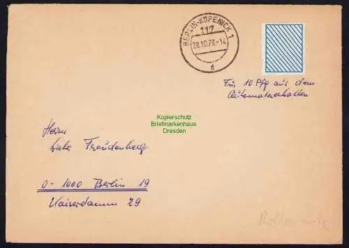 B19483 Brief DDR mit Leerfeld vom Rollenende Portobetrug Berlin Köpenick 1970