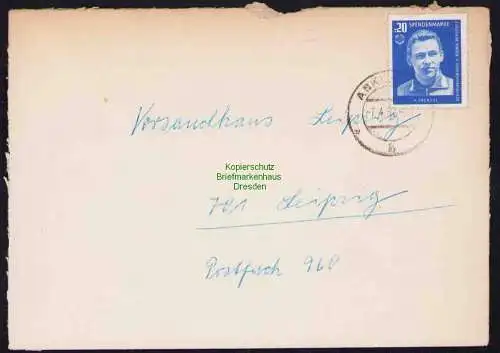 B19390 Brief DDR mit Spendenmarke DTSB H. Frenzel 1967 Portobetrug Anklam durchg
