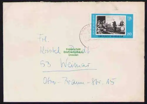 B19465 Brief DDR mit Spendenmarke DSF Portobetrug Sömmerda 1972