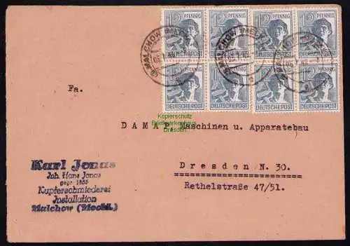 B19372 Brief SBZ Währungsreform 1948 Zehnfach Malchow 5.5.48 nach Dresden