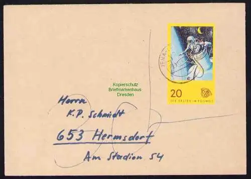 B19456 Brief DDR mit Spendenmarke DSF Portobetrug Jena Lobeda Nachgebühr 1969